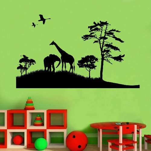 Afrikanische Safari Giraffe Wandtattoo Kind Adoleszenz Jungen Schlafzimmer Wohnzimmer Vinyl Home Art Deco Wallpaper 70X42Cm von WYFCL