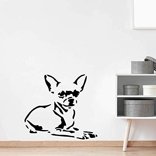 Cartoon Chihuahua Hund Wandtattoo Kinderzimmer Wohnzimmer Haustier Kindergarten Vinyl Home Decor 62X57Cm von WYFCL
