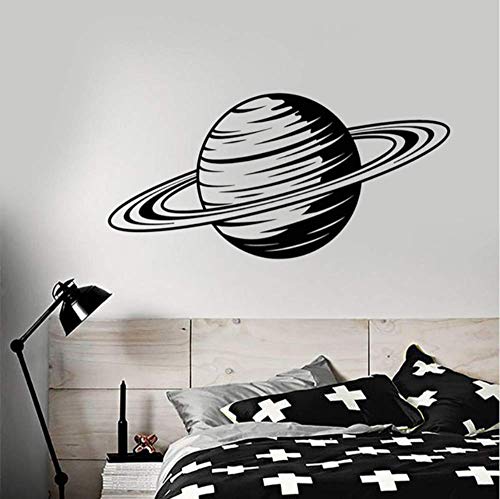Cartoon Planet Saturn Space Theme Vinyl Wandtattoo Wohnkultur Wohnzimmer Kunst Wandbild Tapete Wandaufkleber 58X28Cm von WYFCL