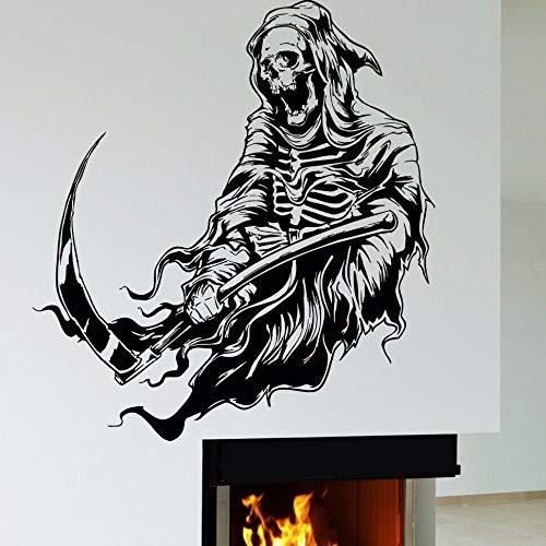 Reaper Skull Wandtattoo Tod Halloween Dekoration Wandaufkleber Vinyl Künstler Home Decoration Zubehör Abnehmbarer Aufkleber 42X46Cm von WYFCL