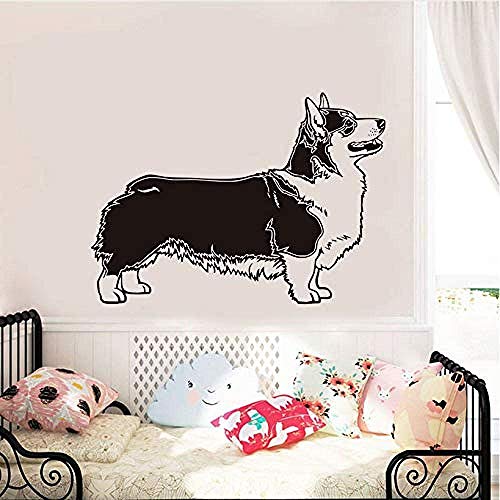Vinyl Wandaufkleber Kreative Aufkleber Corgi Hund Bild Hund Kinder Schlafzimmer Wandkunst Aufkleber Tapete 42X59Cm von WYFCL