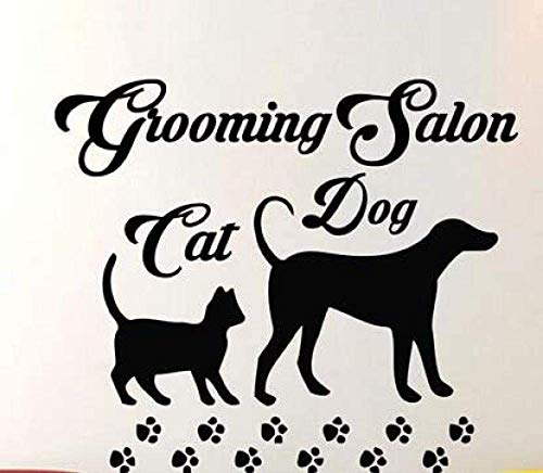 Wall Sticker Fashion Pet Shop Vinyl Wall Decal Pet Grooming Salon Dog Cat Art Wall Sticker Pet Salon Room Decoration 55X65Cm von WYFCL