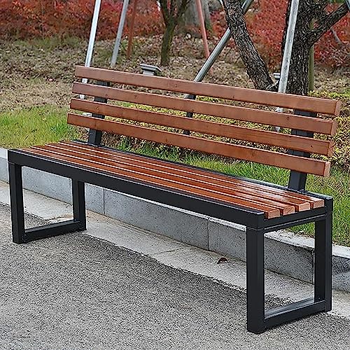 Gartenbank mit Lehne 3-Sitzer Parkbank Massivholzbank Terrassenbänke, Wasserdichtes Metall Wetterfest Robust Stabil Langlebig Gartenmöbel, für Garten Veranda Hof Außenterrassenbank 180*40*85cm von WYZCHDM