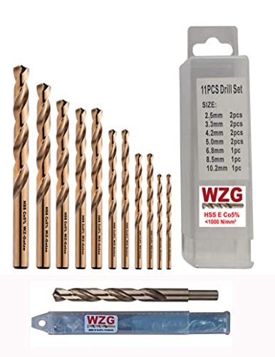 HSS E Co5 Spiralbohrer Metall Bohrer Kernlochbohrer für Metrisches Gewinde WZG Bitte Größe wählen!! (3,4mm M4, 1 Stück VA) von WZ-Gatze