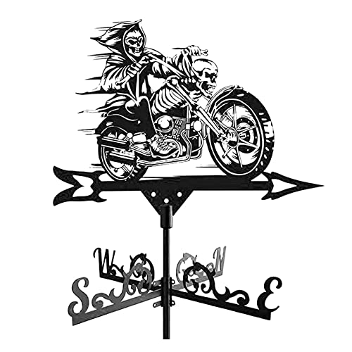 Metall Weathervane,Garten Stake Wetterfahne,verrückte Motorrad-Edelstahl-Wetterfahne Outdoor Weatherne Yard Windne Richtung Windgeschwindigkeitsanzeige Farm Scene von WZRIOP