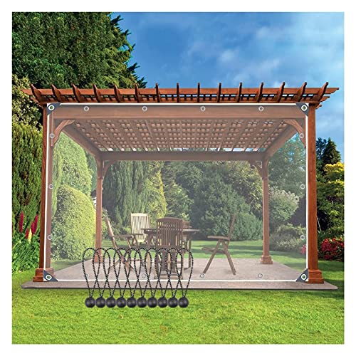 Durchsichtige Planenvorhänge für Den Außenbereich, 0,35mm wasserdichte PVC Plane mit Ösen, Pergola, Veranda, Pavillon, Transparente Seitenteile, Wetterfest ( Farbe : Clear , Größe : 230x250cm(7.5*8.2f von WZYJLyds