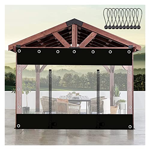 Transparente wasserdichte Planenvorhänge mit Ösen, Außen Pergola, Terrasse, Veranda, Pavillon, Carport, Schwarz Durchsichtige Planen Seitenteile, PVC Plane mit Reißverschluss ( Farbe : LxH , Größe : 2 von WZYJLyds