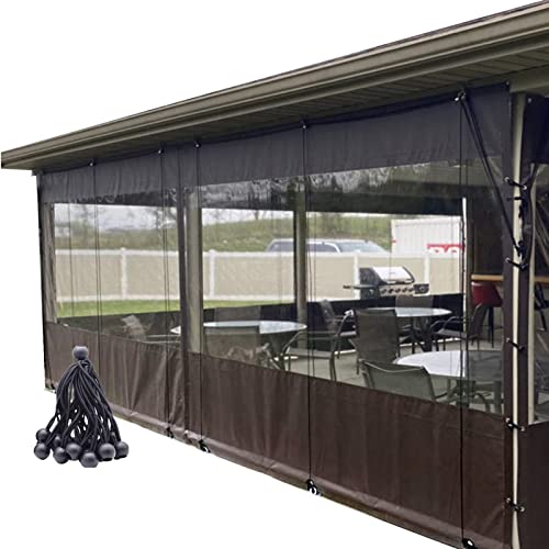 WZYJLyds Outdoor Winter Wetterfeste Vorhänge Anpassbar Pergola Seitenteil transparent wasserdicht 0,5mm PVC mit Ösen für Pavillon, Terrasse, Deck (Farbe : Transparent+grau, Größe : 1.70x2.50m) von WZYJLyds