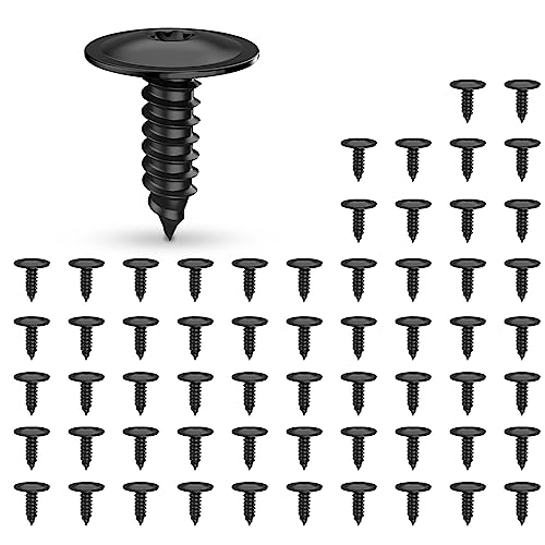 WZYTEU 60 Stück Blechschrauben Flachkopf, m5 × 16mm Flachkopfschrauben, für Auto Schutzbleche Radbögen Gitter für Stoßstange (Schwarz) von WZYTEU