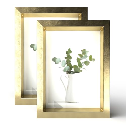 Wackadoo® 2er Set Bilderrahmen, Hochwertige Metallic Fotorahmen Fotogalerie mit Glasscheibe Collage (13 x 18, Gold) von Wackadoo