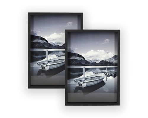 Wackadoo® Bilderrahmen A4 2er Set FSC® Holz mit Glasscheibe Fotorahmen Collage schwarz Bilderrahmen DIN A4 21x29,7 cm Kinderzeichnungen Dokumentenrahmen Posterrahmen von Wackadoo