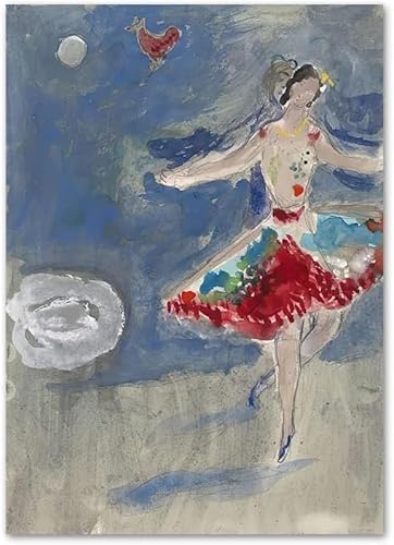 Waeta Rnvzx Berühmte Marc Chagall Poster Marc Chagall Wandkunst《Tanzendes Mädchen》Leinwandgemälde Marc Chagall Drucke für Wohnzimmer Dekor Bilder 40x60cm Kein Rahmen von Waeta Rnvzx