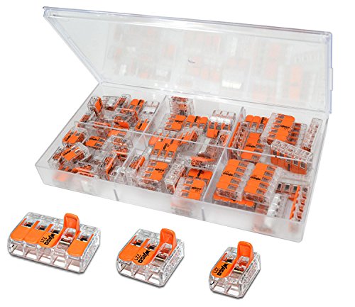 60 Stück Wago Hebel Klemmen Sortimentsbox / 26x 221-412 / 20x 221-413 / 14x 221-415 / Set im praktischen Sortimentskasten von TS-TRADES