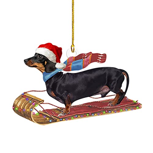 Hundeschmuck Für Den Weihnachtsbaum,Weihnachtsbaumschmuck Aus Acryl Hundeschmuck Fürs Auto 2D Dackel Weihnachten Deko, Lustig Hunde Hängende Zubehör, Weihnachtsbaumschmuck Aus Acryl von Wahuan