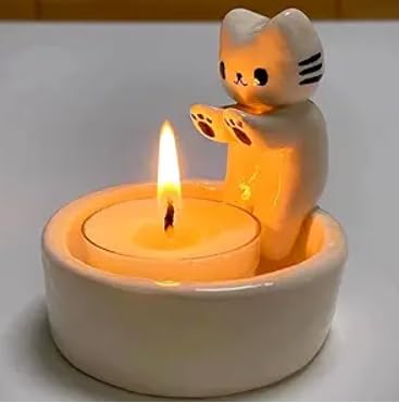 Katzen Kerzenhalter Teelichthalter Katze Katzen Kerzenständer Cartoon Kerzenhalter Katze Süß Pfoten Wärmen Heimdekoration, Geschenke Für Katzenliebhaber von Wahuan