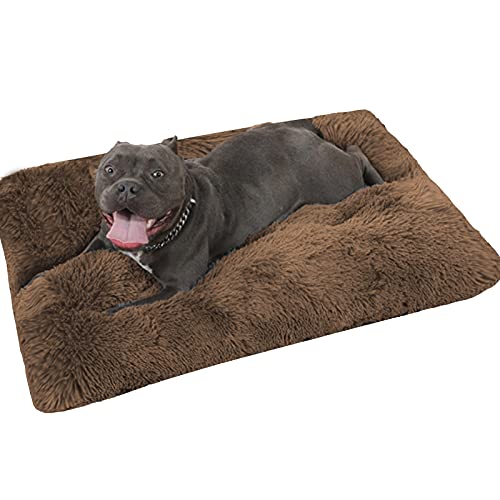 Beruhigendes Hunde- und Katzenbett, orthopädisches Hundebett, abnehmbar, waschbar, rutschsicher, für große, mittelgroße und kleine Hunde, Katzen, Welpen (75 x 50 x 10 cm, Kaffeebraun) von Waigg Kii