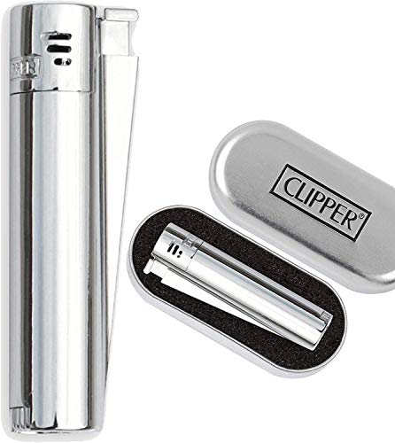 1 x Feuerzeug Clipper aus Metall mit Butangasbrenner mit Handy Edition Metal Flint von Wakle