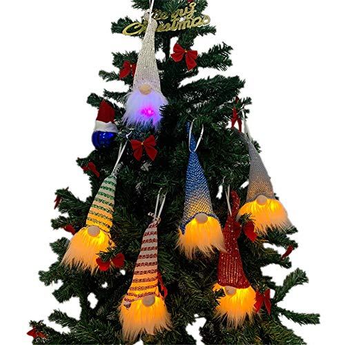 6 Stück Weihnachten Deko Wichtel mit LED,Schwedischen Weihnachtsmann Santa Tomte Gnom, Plüsch Weihnachtliche Wichtel Figur für Kinder Familie Fenster Weihnachten Deko,Weihnachten Türstopper (6 Stück) von Walant