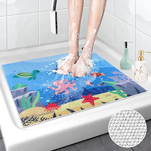 Walant Duschmatte rutschfest 60x60,Cartoon-Muster Duschmatte waschbar, PVC Luffa Schnell trocknend Badewannenmatte,antirutschmatte dusche für Nassbereiche & Duschtasse von Walant