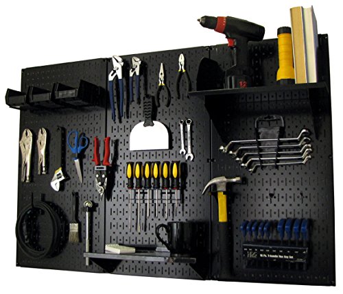 Stecktafel-Organizer, Wandsteuerung, 1,2 m, Metall, Standard-Werkzeug-Aufbewahrungsset mit schwarzem Werkzeugbrett und schwarzem Zubehör von Wall Control