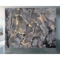 Chice Dunkelgraue Marmor-Tapete - Luxuriöses Selbstklebendes Schlafzimmerdekor, Einfach Anzubringendes, Entfernbares Elegantes Wandbild Für Moderne von WallArtsOnline