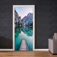 Natur Tür Wandbild - Berge See Selbstklebende Türfolie Schlafzimmertür Haustür Dekor Dekoration Vinyl Wrap von WallArtsOnline