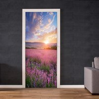 Natur Tür Wandbilder - Peel & Stick Aufkleber Vinyl Wrap Wrap Schlafzimmer Türdeko Türdekoration Lavendelwiese von WallArtsOnline