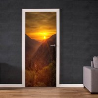 Tür Wandbild - Sonnenuntergang Berge Türaufkleber Türdeko von WallArtsOnline
