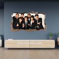 Wandtattoo Bts Korean Boys Band 3D Hole in The Wall Effekt Selbstklebend Kunst Aufkleber Wandbild von WallArtsOnline