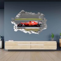 Wandtattoo Formel 1 F1 Rennen 3D Hole in The Wall Effekt B Selbstklebend Kunst Aufkleber Wandbild von WallArtsOnline