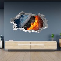 Wandtattoo Hockey On Fire Thema 3D Loch in Der Wand Effekt B Selbstklebend Aufkleber Kunst Dekor Wandbild von WallArtsOnline