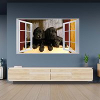 Wandtattoo Labradors Welpen Motiv 3D Fenstereffekt Selbstklebend Kunst Aufkleber Wandbild von WallArtsOnline