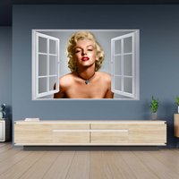 Wandtattoo Marilyn Monroe Thema 3D Fenstereffekt Selbstklebend Kunst Aufkleber Wandbild von WallArtsOnline
