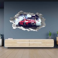 Wandtattoo Toyota Supra Sportwagen 3D Loch in Der Wand Effekt B Selbstklebend Kunst Aufkleber Wandbild von WallArtsOnline