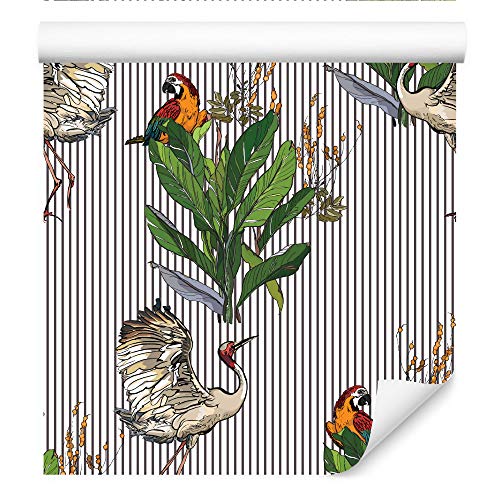 Wallepic Tapete Vögel Kranich 1000 x 53 cm Vlies Wand Tapete Natur Fauna Flora Tierwelt Vliestapete Wohnzimmer Schlafzimmer Moderne Wandbild von Wallepic