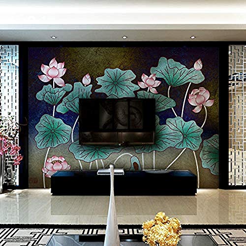 Helle Lotus Südostasien Thai Restaurant Stil Wandtapete für Wohnzimmer Schlafzimmer TV Sofa Hintergrund Dekorative Tapete wandpapier fototapete 3d effekt tapeten Wohnzimmer Schlafzimmer-250cm×170cm von Wallpaper-3D-XYM