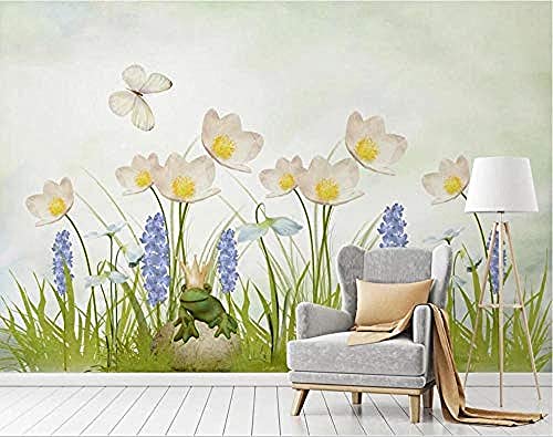 Idyllische frische Blume Schmetterling Frosch Wallpaper Tapete wandpapier fototapete 3d effekt tapeten Wohnzimmer Schlafzimmer kinderzimmer-150cm×105cm von Wallpaper-3D-XYM