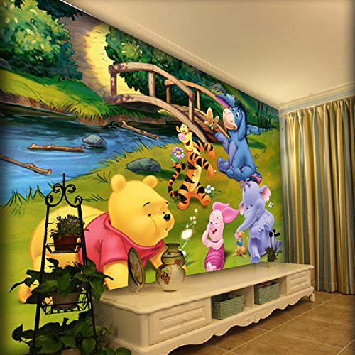 XLMING Schlafzimmer Hintergrund wall_girl niedlichen Cartoon selbstklebende Winnie the Pooh Junge Schlafzimmer Hintergrund Wand 3d Wandbild Tapet fototapete 3d effekt tapete wald vintage-150cm×105cm von Wallpaper-3D-XYM