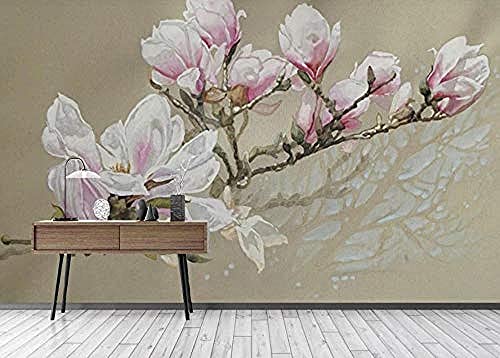 Vintage handgezeichnete Zweige Magnolie Blumentapete Tapete wandpapier fototapete 3d effekt tapeten Wohnzimmer Schlafzimmer kinderzimmer-350cm×256cm von Wallpaper-3D-XYM