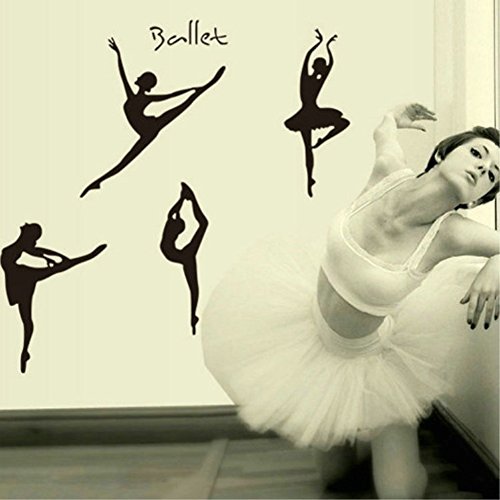 Wallpark Ballett Tänzer Ballerina Silhouette Abnehmbare Wandsticker Wandtattoo, Wohnzimmer Schlafzimmer Haus Dekoration Klebstoff DIY Kunst Wandaufkleber von Wallpark