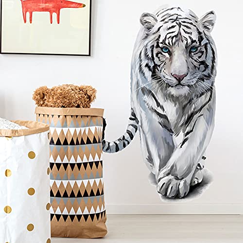 Wallpark Natur Tiger Wandtattoo Wild Weiß Tiger Wandsticker, Kinder Kids Baby Hause Zimmer Kinderzimmer DIY Dekorativ Klebstoff Kunst Wandaufkleber von Wallpark