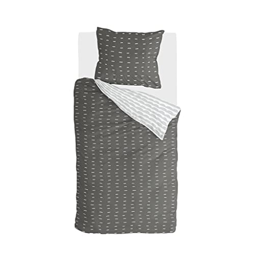 Walra Bettbezug More Dashes, 100% Baumwolle, 140x220, 2-teilig, Off Black/Grey von Walra