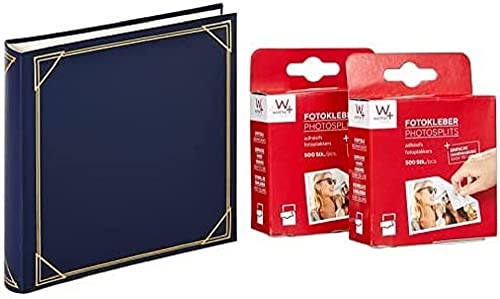 walther design Fotoalbum Standard, 30x30 cm, blau + Fototapes im Doppelpack 2x 500 Stück von Walther