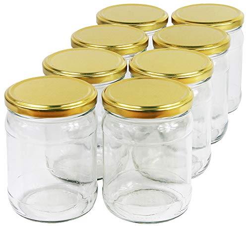 Wamat 450 ml Einweckgläser mit Deckel Gold to 82 Einmachgläser Vorratsgläser Einmachglas Weck (Menge: 48 Stück) von Wamat