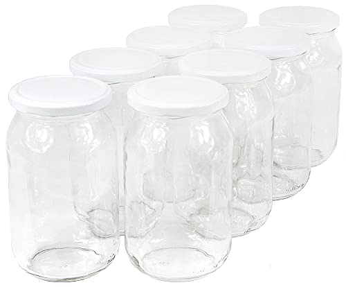 900 ml Einweckgläser mit Deckel weiß Einmachgläser Vorratsgläser Einmachglas Weck (Menge: 16 Stück) von Wamat