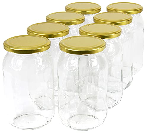 Wamat 900 ml Einweckgläser mit Deckel Gold Einmachgläser Vorratsgläser Einmachglas Weck (Menge: 8 Stück) von Wamat