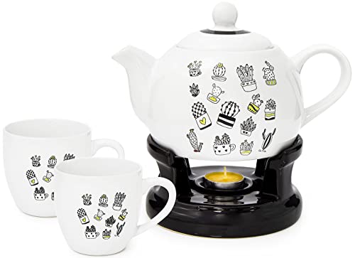 Teekanne Stövchen Set + Teetassen außergewöhnlich schlicht modern Design Neu (Modell: 1) von Wamat