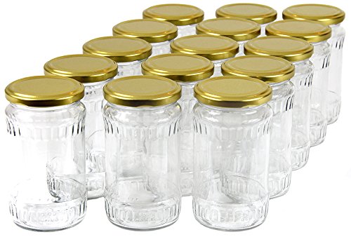 Wamat 370 ml Einweckgläser mit Deckel Gold Einmachgläser Vorratsgläser Einmachglas Weck (Menge: 15 Stück) von Wamat