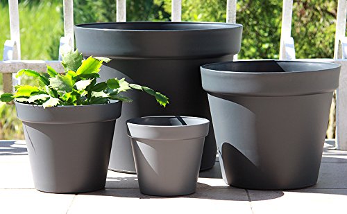 Wamat Blumenkübel Blumentopf Pflanzkübel Pflanztopf 4 Größen / 8 Farben S - XXLNeu!! (Durchmesser:19 cm, grau) von Wamat