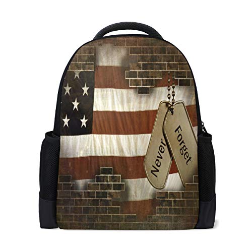 American Flag Rucksack für Laptop, Schule, Buchtasche, Independence Day Stripes, Flagge, Hippie, lässiger Tagesrucksack, Outdoor, Business, Wanderrucksäcke Camping, Schultertaschen für Studenten, Damen, Herren von Wamika